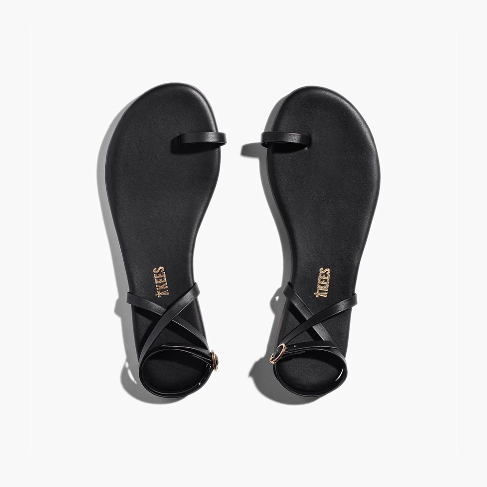 TKEES Phoebe Black Leather Sandal